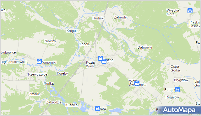 mapa Oleszno gmina Krasocin, Oleszno gmina Krasocin na mapie Targeo