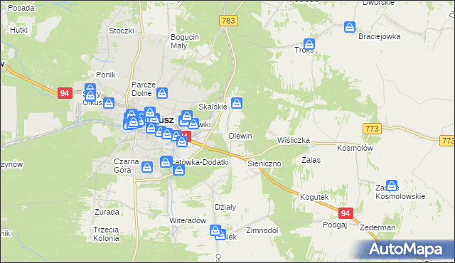 mapa Olewin gmina Olkusz, Olewin gmina Olkusz na mapie Targeo