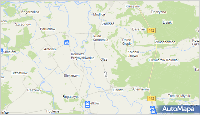 mapa Olsz, Olsz na mapie Targeo