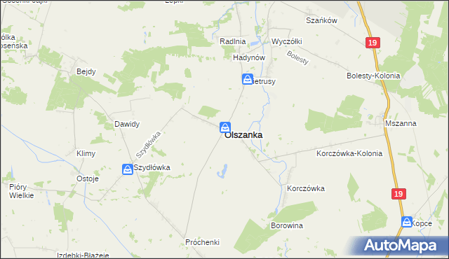 mapa Olszanka powiat łosicki, Olszanka powiat łosicki na mapie Targeo
