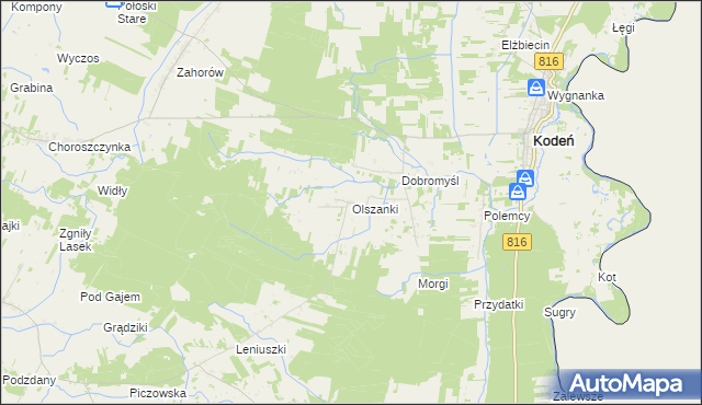 mapa Olszanki, Olszanki na mapie Targeo