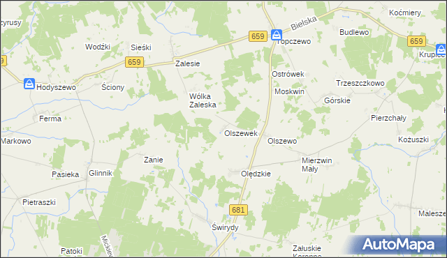 mapa Olszewek gmina Brańsk, Olszewek gmina Brańsk na mapie Targeo