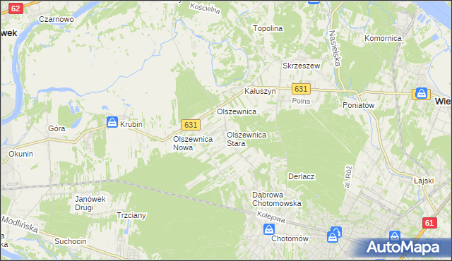 mapa Olszewnica Stara, Olszewnica Stara na mapie Targeo