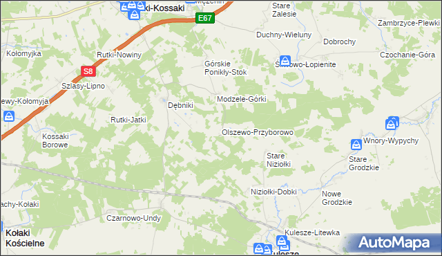 mapa Olszewo-Przyborowo, Olszewo-Przyborowo na mapie Targeo