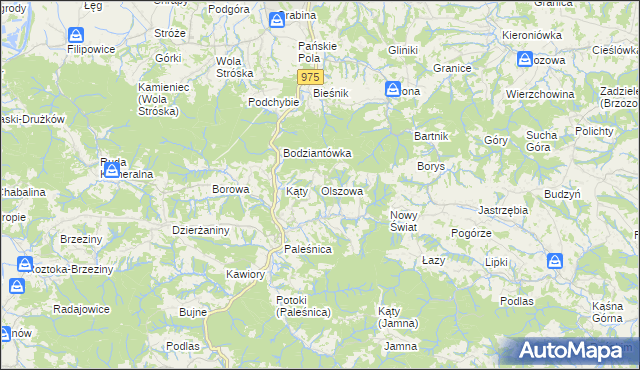 mapa Olszowa gmina Zakliczyn, Olszowa gmina Zakliczyn na mapie Targeo