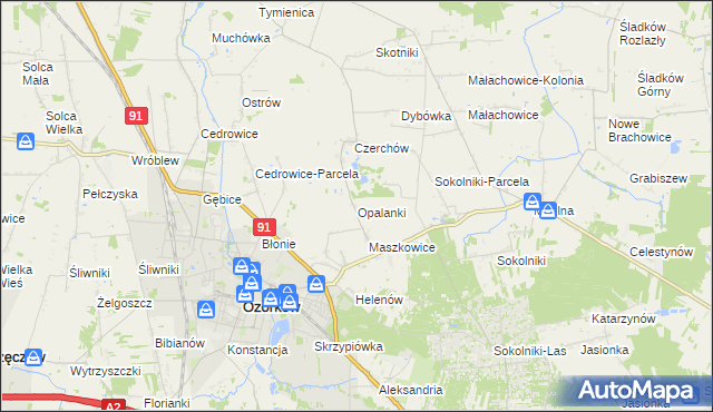 mapa Opalanki gmina Ozorków, Opalanki gmina Ozorków na mapie Targeo
