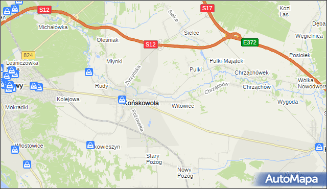mapa Opoka gmina Końskowola, Opoka gmina Końskowola na mapie Targeo