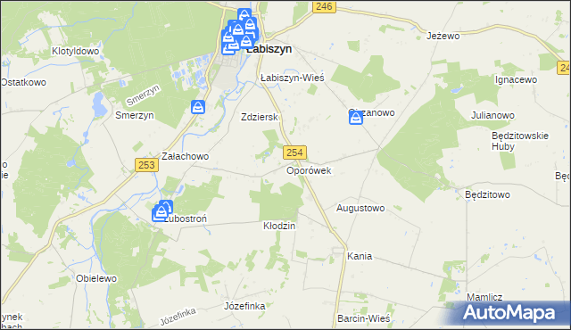 mapa Oporówek gmina Łabiszyn, Oporówek gmina Łabiszyn na mapie Targeo