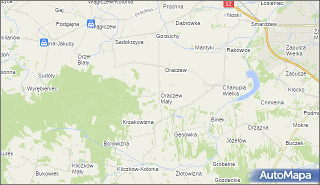 mapa Oraczew Mały, Oraczew Mały na mapie Targeo