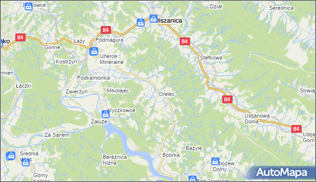 mapa Orelec, Orelec na mapie Targeo