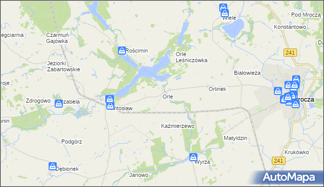mapa Orle gmina Mrocza, Orle gmina Mrocza na mapie Targeo