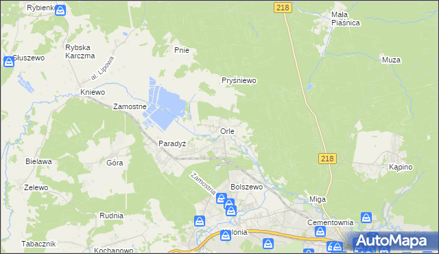 mapa Orle gmina Wejherowo, Orle gmina Wejherowo na mapie Targeo