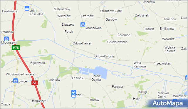 mapa Orłów-Kolonia, Orłów-Kolonia na mapie Targeo