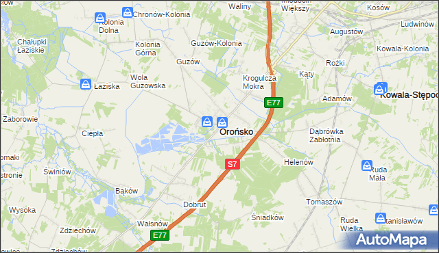 mapa Orońsko, Orońsko na mapie Targeo