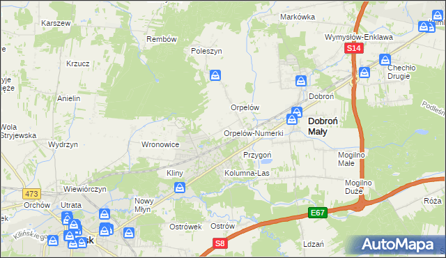 mapa Orpelów-Numerki, Orpelów-Numerki na mapie Targeo