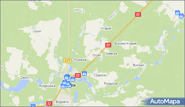 mapa Orzeń, Orzeń na mapie Targeo