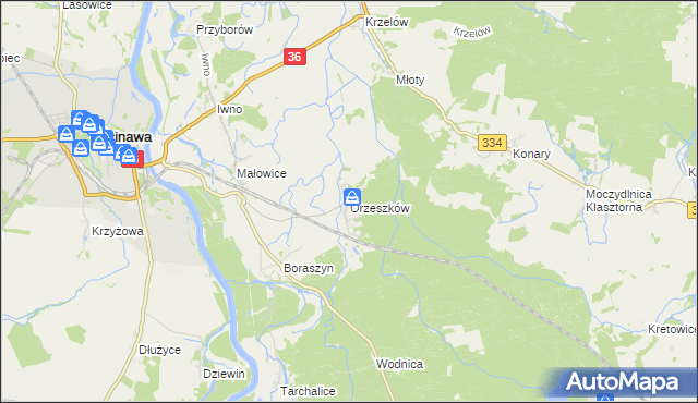 mapa Orzeszków gmina Wińsko, Orzeszków gmina Wińsko na mapie Targeo