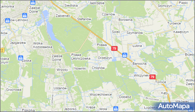 mapa Orzeszyn, Orzeszyn na mapie Targeo