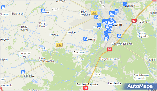 mapa Osada gmina Gostynin, Osada gmina Gostynin na mapie Targeo