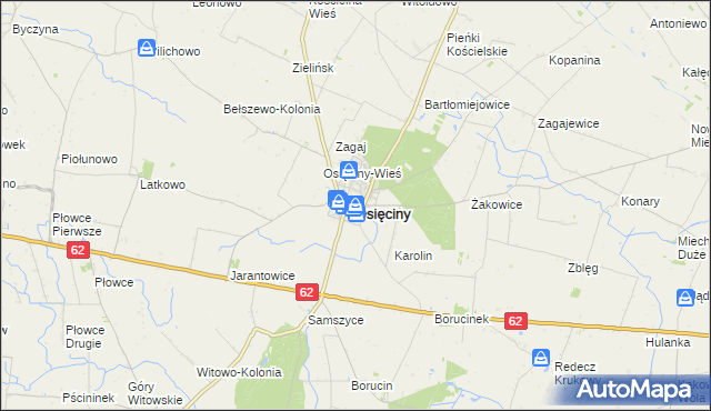 mapa Osięciny, Osięciny na mapie Targeo