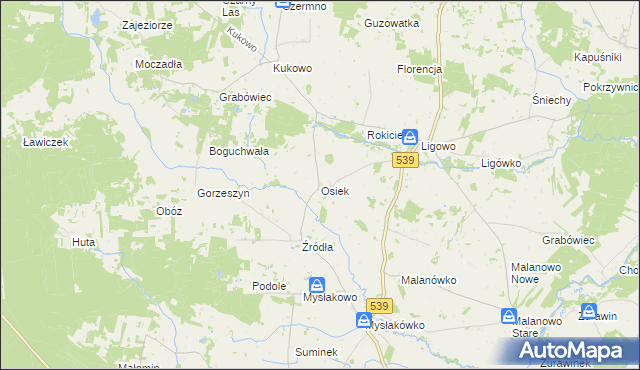 mapa Osiek gmina Mochowo, Osiek gmina Mochowo na mapie Targeo