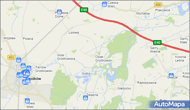 mapa Osiek Grodkowski, Osiek Grodkowski na mapie Targeo