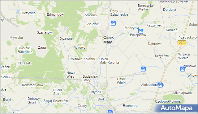 mapa Osiek Mały-Kolonia, Osiek Mały-Kolonia na mapie Targeo