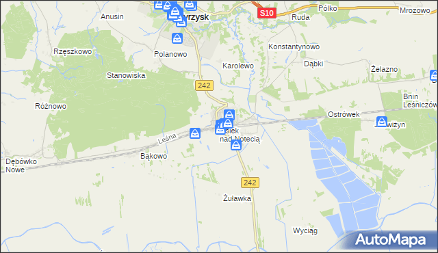 mapa Osiek nad Notecią, Osiek nad Notecią na mapie Targeo