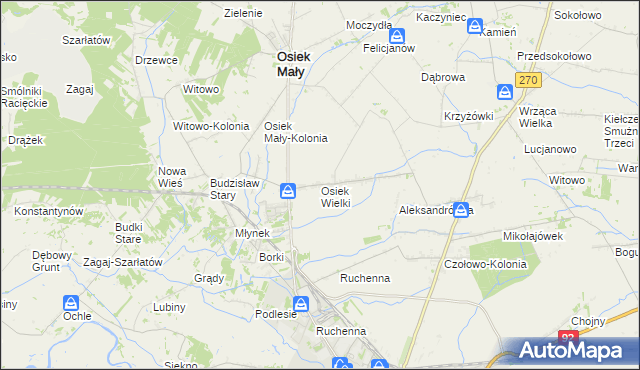 mapa Osiek Wielki gmina Osiek Mały, Osiek Wielki gmina Osiek Mały na mapie Targeo