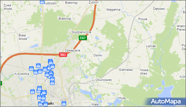mapa Osinki gmina Suwałki, Osinki gmina Suwałki na mapie Targeo