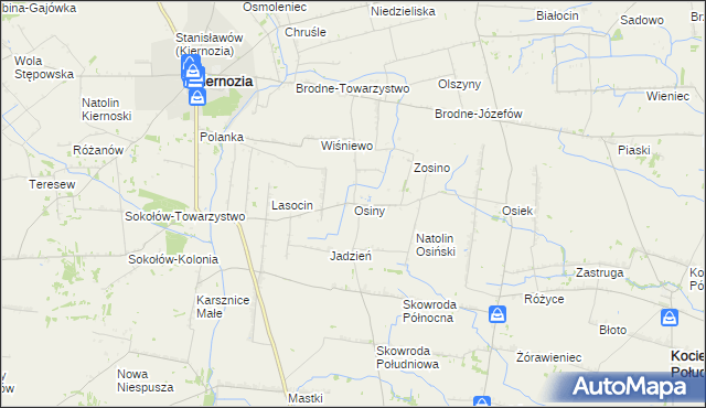 mapa Osiny gmina Kiernozia, Osiny gmina Kiernozia na mapie Targeo