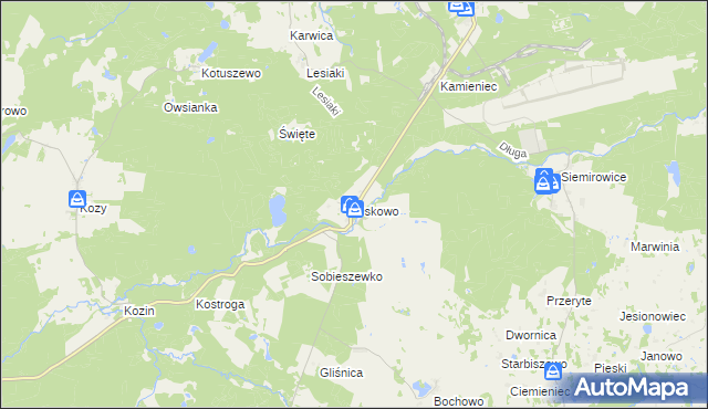 mapa Oskowo, Oskowo na mapie Targeo