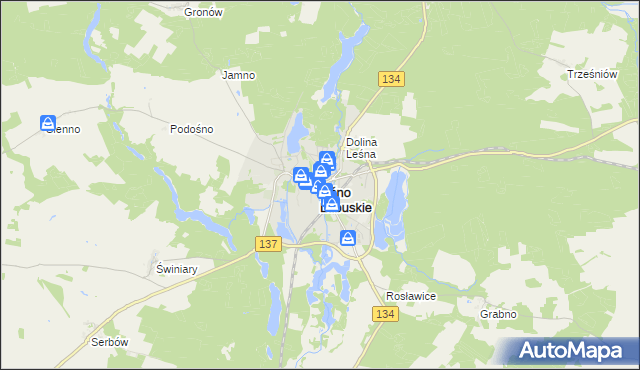 mapa Ośno Lubuskie, Ośno Lubuskie na mapie Targeo