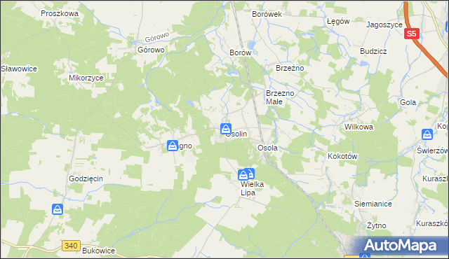 mapa Osolin, Osolin na mapie Targeo