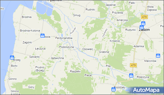 mapa Osowiec gmina Pęczniew, Osowiec gmina Pęczniew na mapie Targeo