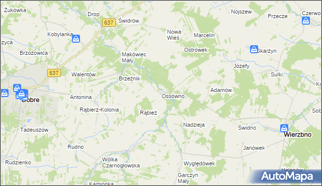 mapa Ossówno, Ossówno na mapie Targeo