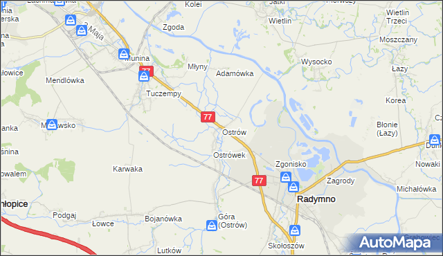 mapa Ostrów gmina Radymno, Ostrów gmina Radymno na mapie Targeo