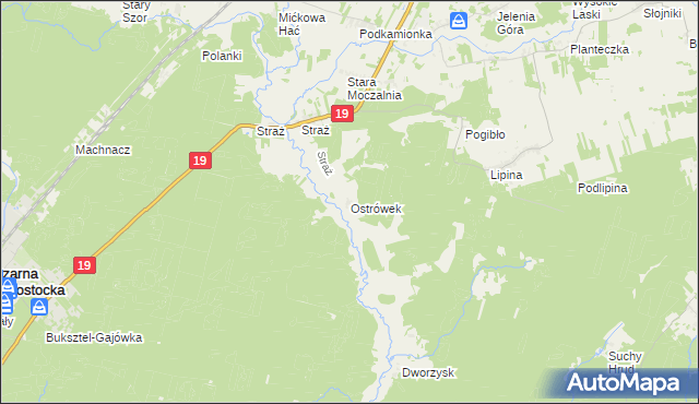 mapa Ostrówek gmina Sokółka, Ostrówek gmina Sokółka na mapie Targeo
