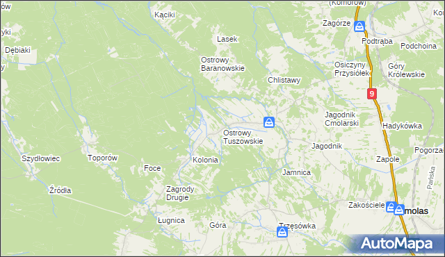 mapa Ostrowy Tuszowskie, Ostrowy Tuszowskie na mapie Targeo