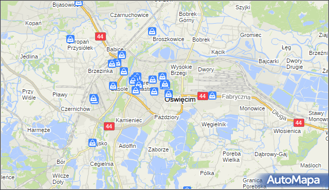 mapa Oświęcimia, Oświęcim na mapie Targeo