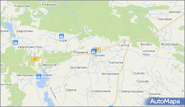 mapa Otorowo gmina Szamotuły, Otorowo gmina Szamotuły na mapie Targeo
