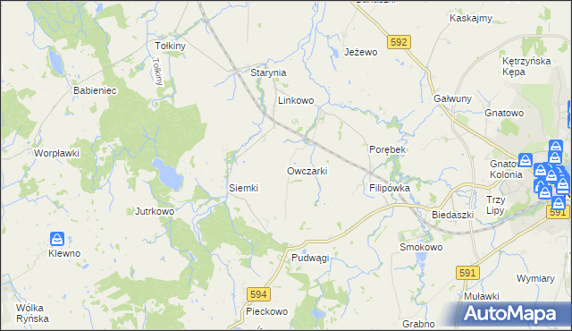 mapa Owczarki gmina Kętrzyn, Owczarki gmina Kętrzyn na mapie Targeo