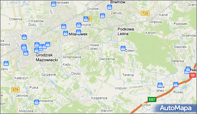 mapa Owczarnia gmina Brwinów, Owczarnia gmina Brwinów na mapie Targeo