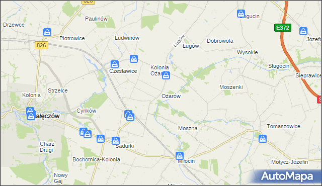 mapa Ożarów gmina Jastków, Ożarów gmina Jastków na mapie Targeo