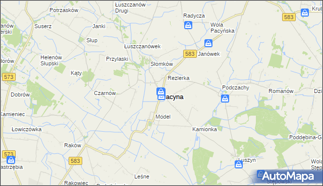 mapa Pacyna, Pacyna na mapie Targeo
