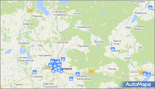 mapa Paczewo, Paczewo na mapie Targeo