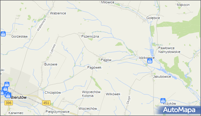 mapa Pągów gmina Wilków, Pągów gmina Wilków na mapie Targeo