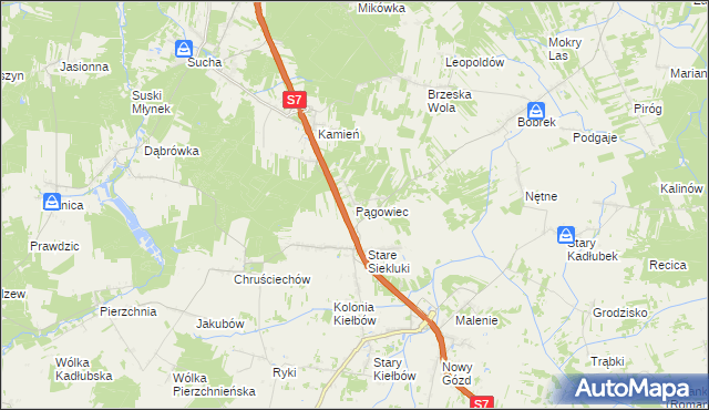 mapa Pągowiec gmina Stara Błotnica, Pągowiec gmina Stara Błotnica na mapie Targeo