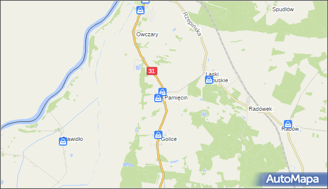 mapa Pamięcin gmina Górzyca, Pamięcin gmina Górzyca na mapie Targeo