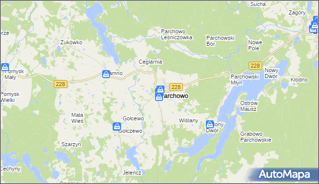 mapa Parchowo powiat bytowski, Parchowo powiat bytowski na mapie Targeo